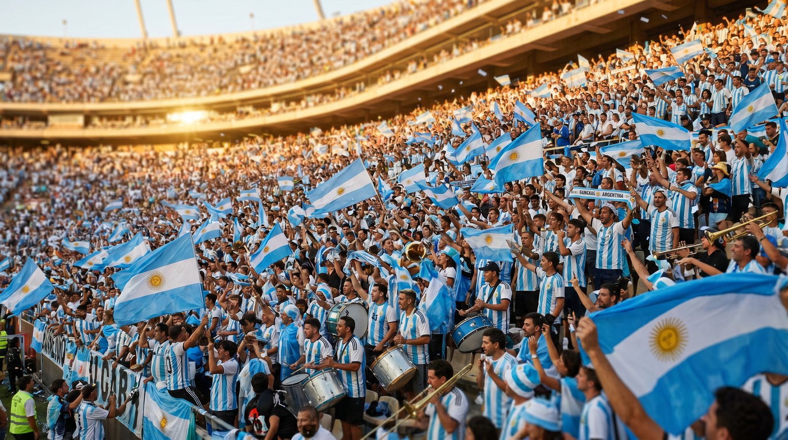Argentina World Cup supporters celebrating in the stands