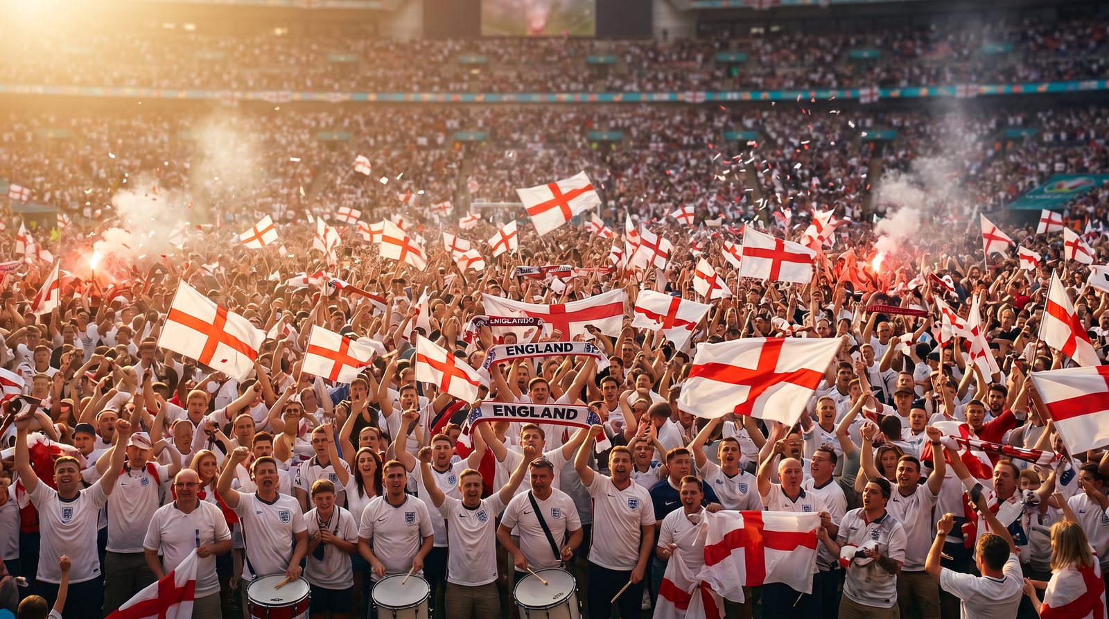 England World Cup supporters celebrating in the stands