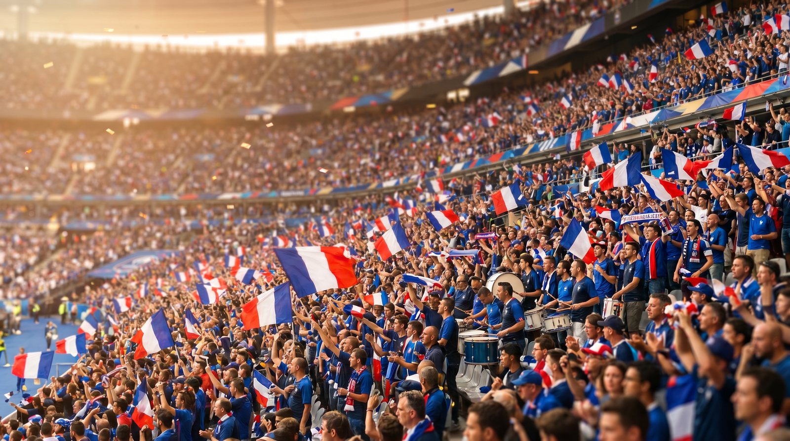 France World Cup supporters celebrating in the stands