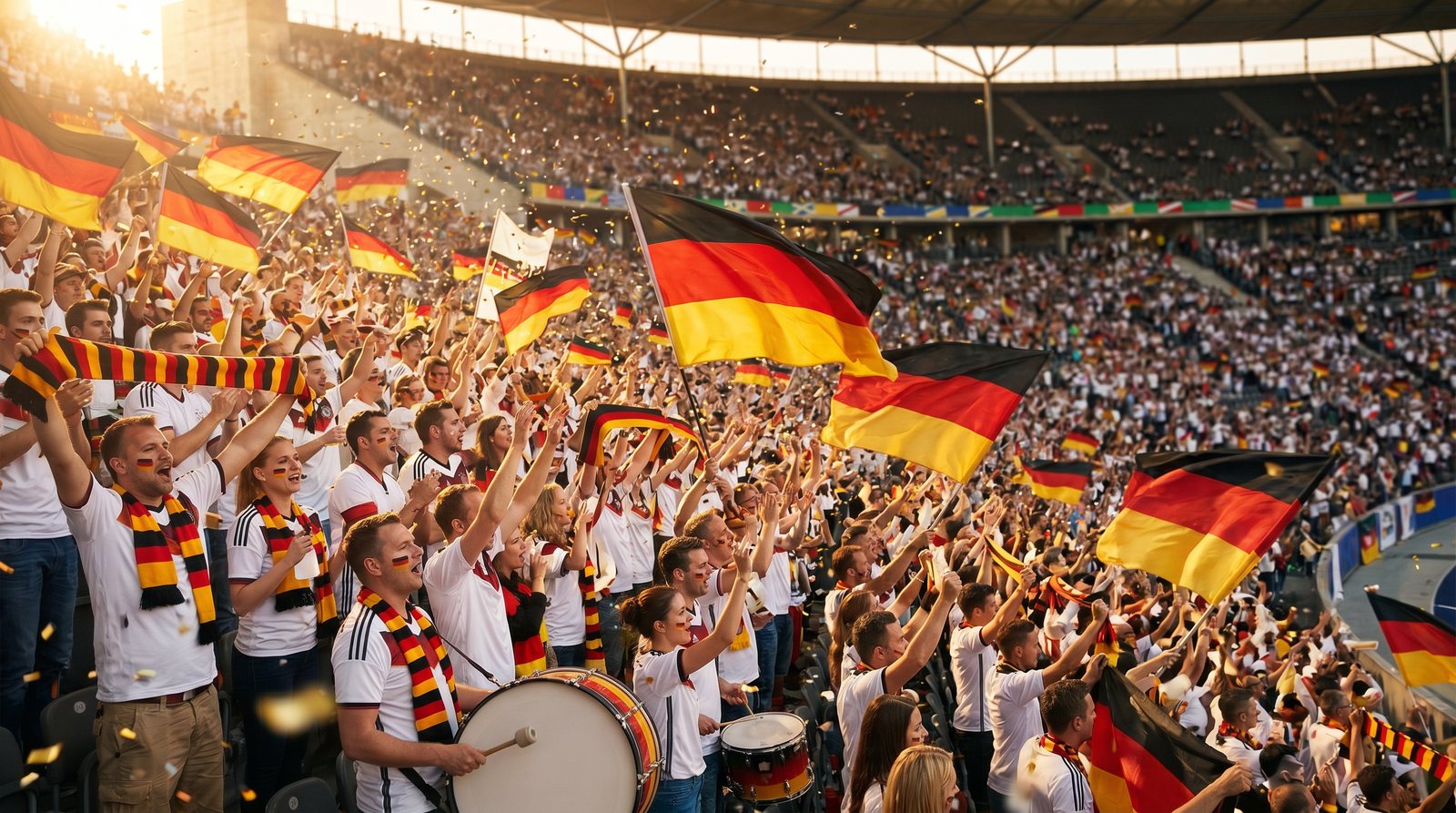 Germany / West Germany World Cup supporters celebrating in the stands
