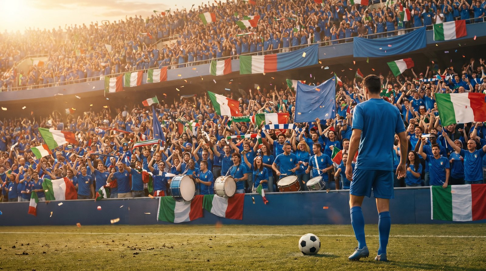 Italy World Cup supporters celebrating in the stands