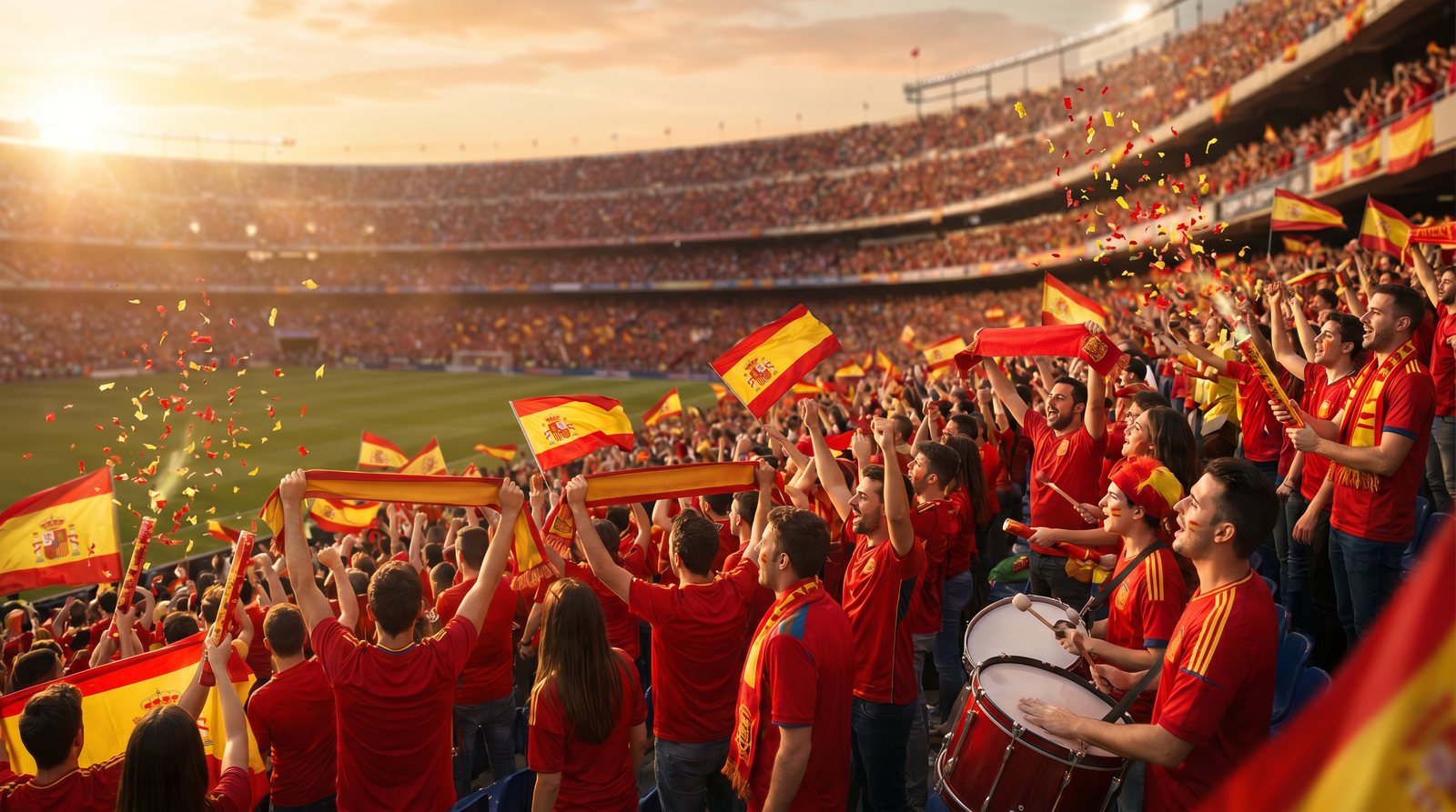 Spain World Cup supporters celebrating in the stands