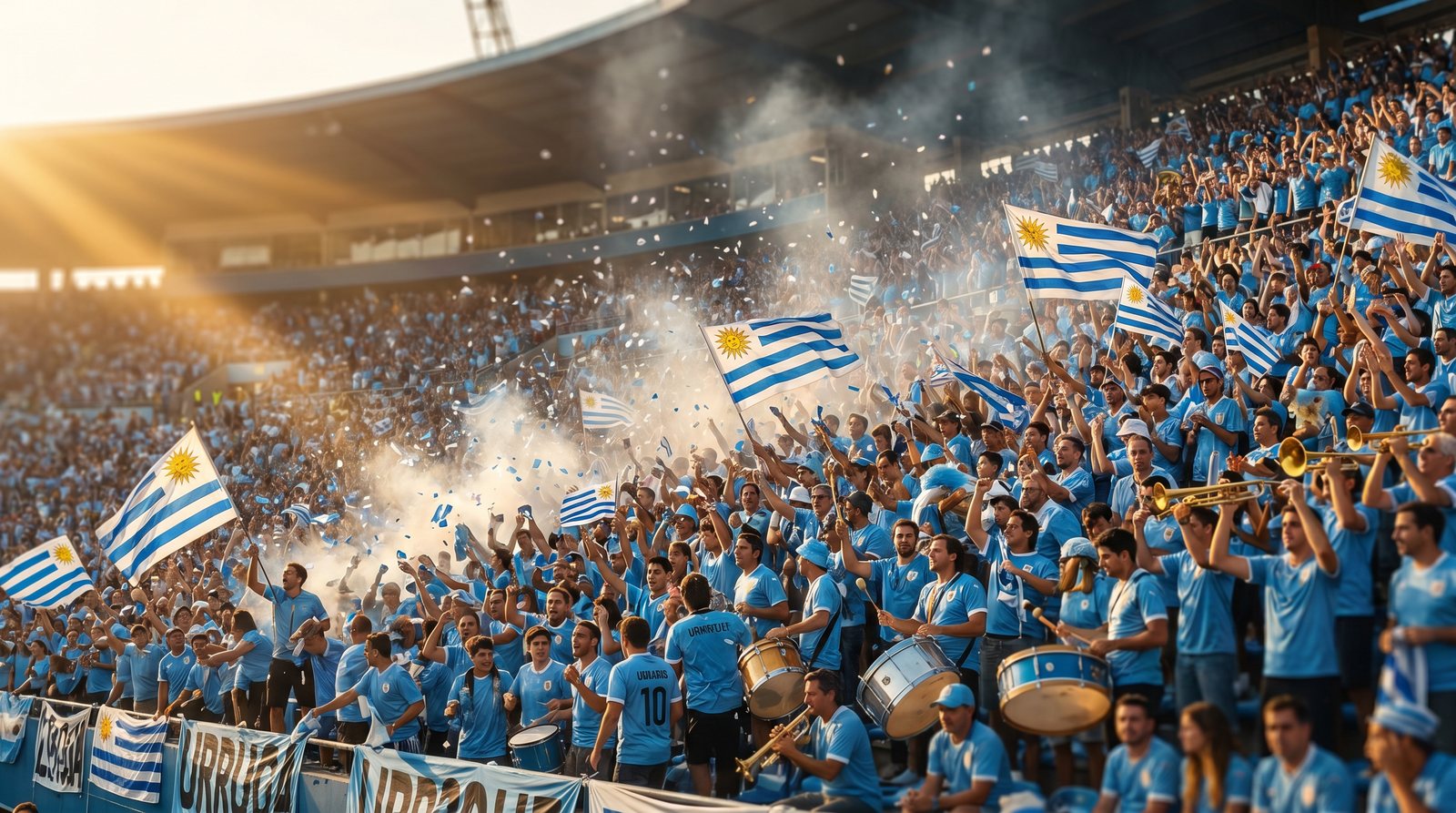 Uruguay World Cup supporters celebrating in the stands